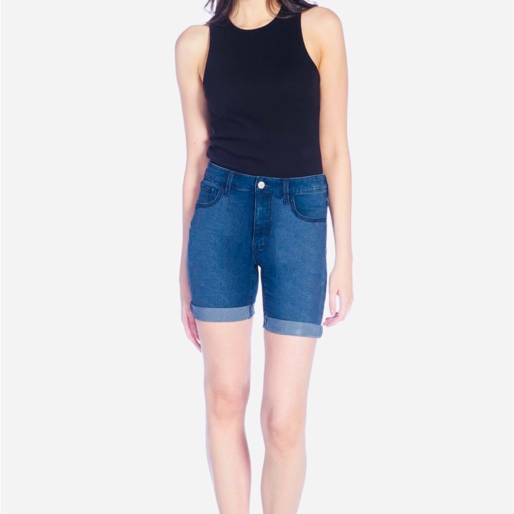 DKR Apparel Stretch Full Rise Denim Short-Medium Wash